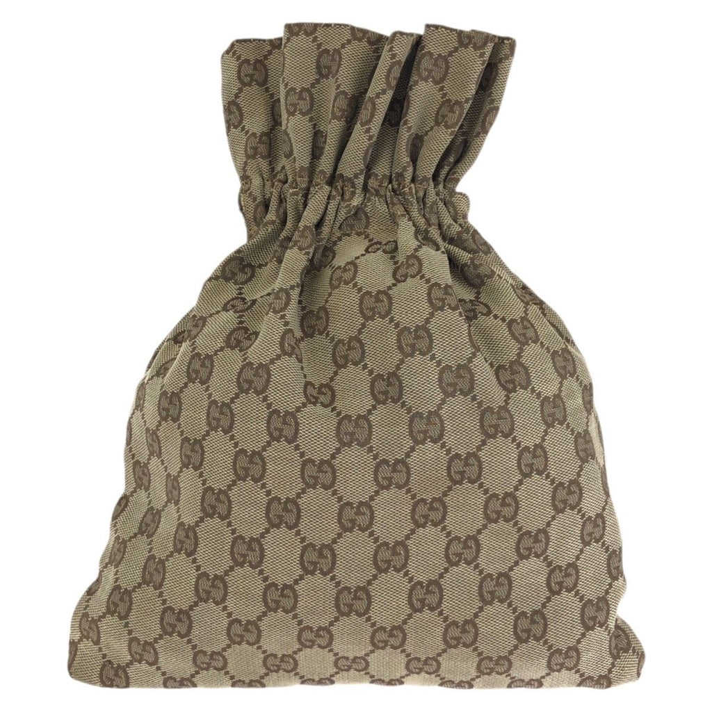 Gucci Drawstring Beige Brown Silver GG Canvas Leather 004 Pouch Case — view 2