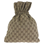 Gucci Drawstring Beige Brown Silver GG Canvas Leather 004 Pouch Case — view 2