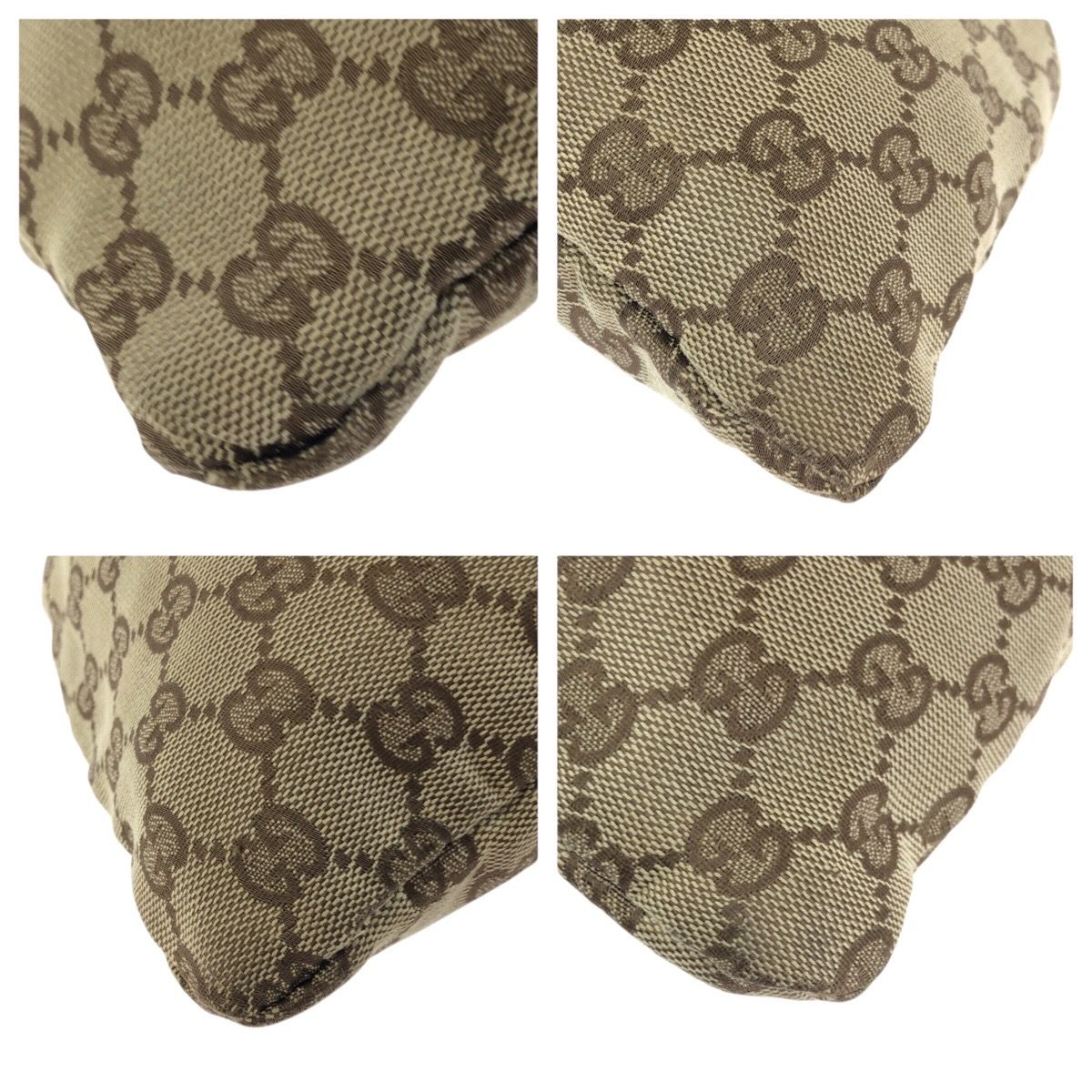 Gucci Drawstring Beige Brown Silver GG Canvas Leather 004 Pouch Case — view 3