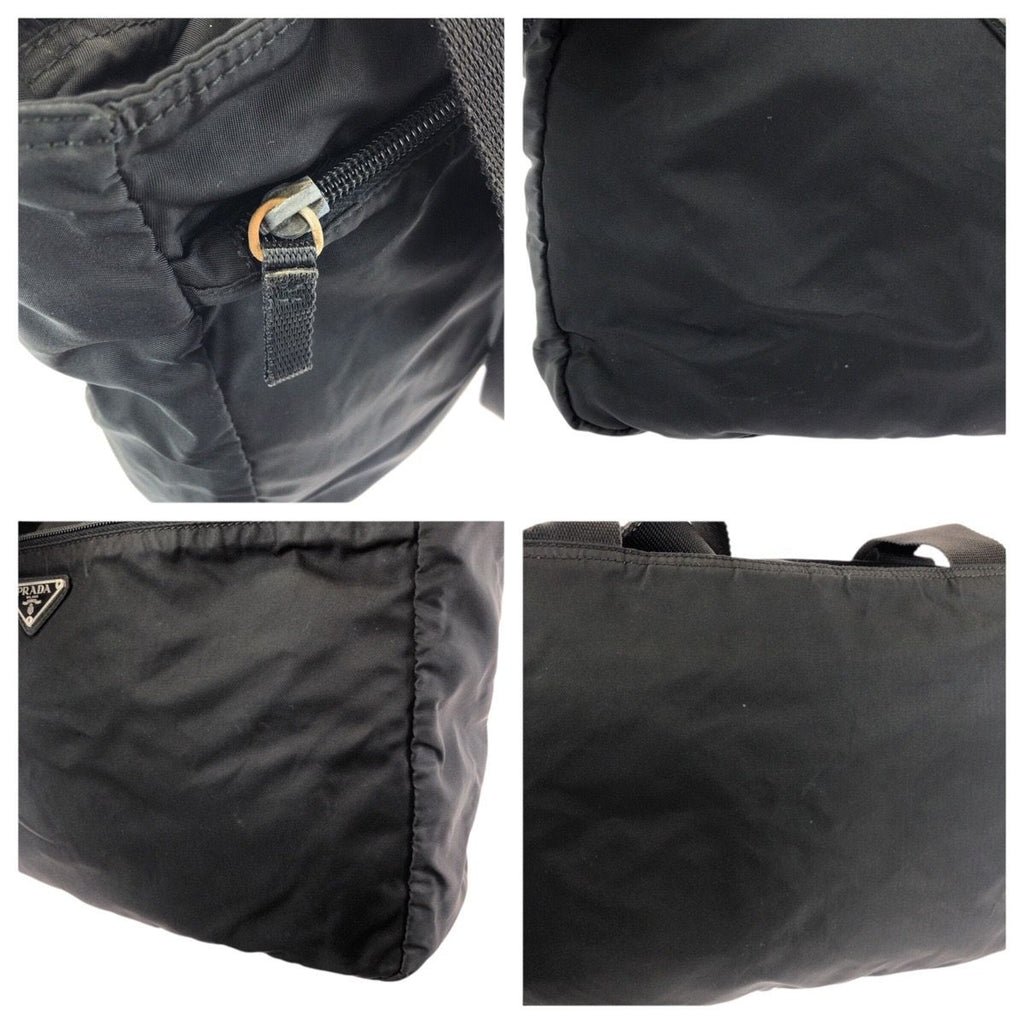 Prada Tessuto Black Silver Nylon Tote Shoulder — view 5