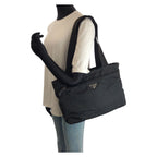 Prada Tessuto Black Silver Nylon Tote Shoulder — view 7