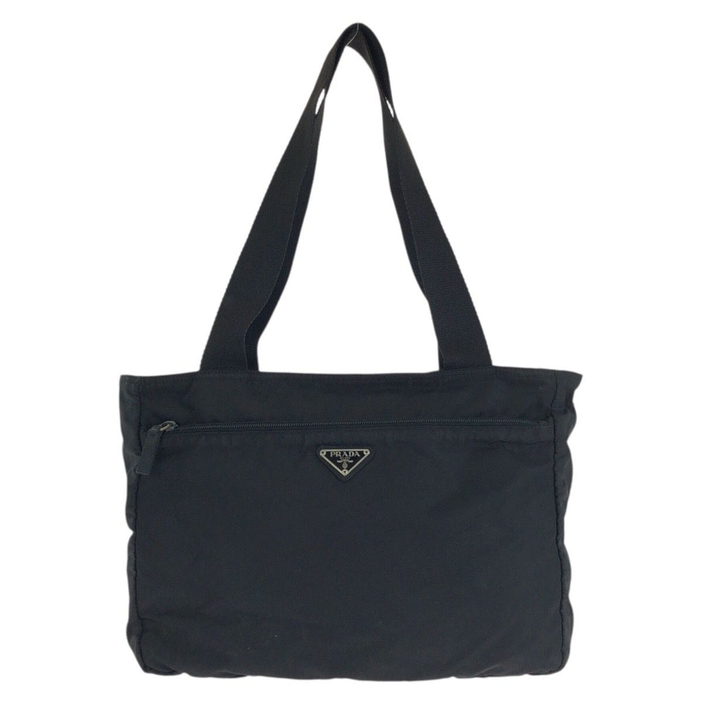 Prada Tessuto Black Silver Nylon Tote Shoulder