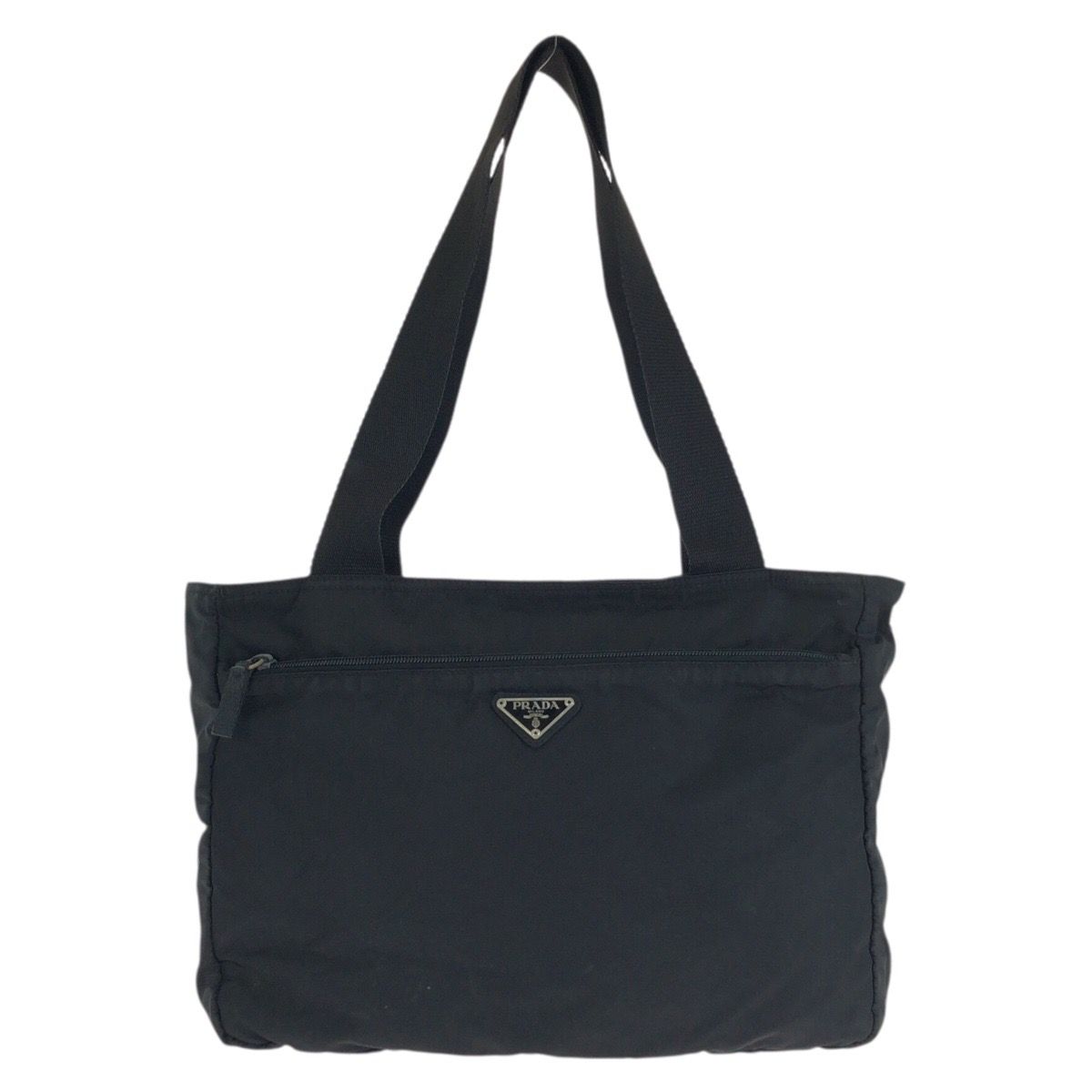 Prada Tessuto Black Silver Nylon Tote Shoulder