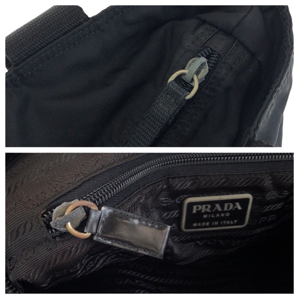 Prada Tessuto Black Silver Nylon Tote Shoulder — view 6