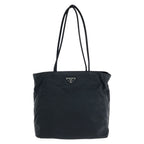 Prada Tessuto Black Silver Nylon Tote Shoulder Bag