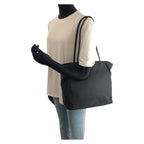 Prada Tessuto Black Silver Nylon Tote Shoulder Bag