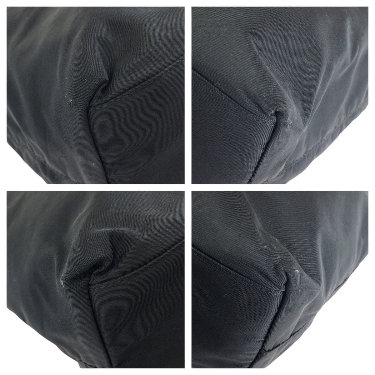 Prada Tessuto Black Silver Nylon Tote Shoulder Bag