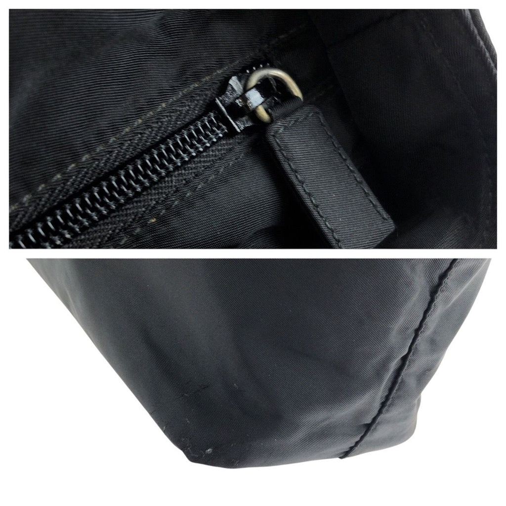 Prada Tessuto Black Silver Nylon Tote Shoulder Bag