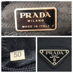 Prada Tessuto Black Silver Nylon Tote Shoulder Bag