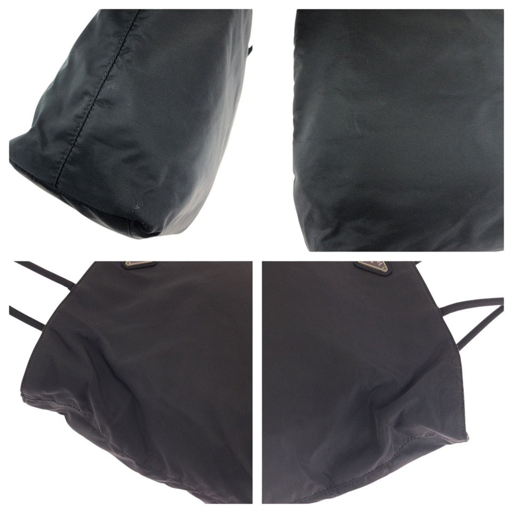Prada Tessuto Black Silver Nylon Tote Shoulder Bag