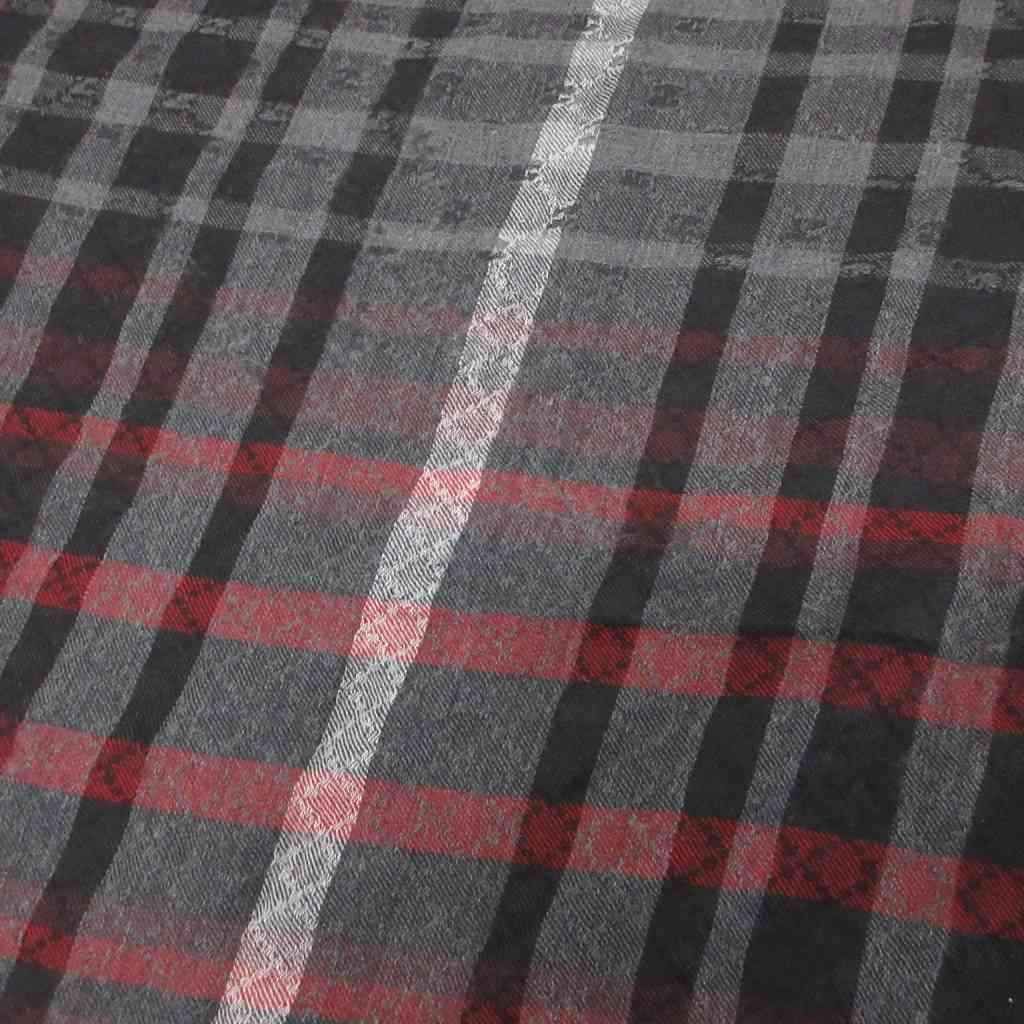 Gucci Large Scarf Shawl Check All Pattern Silk Blend Black Gray — view 4