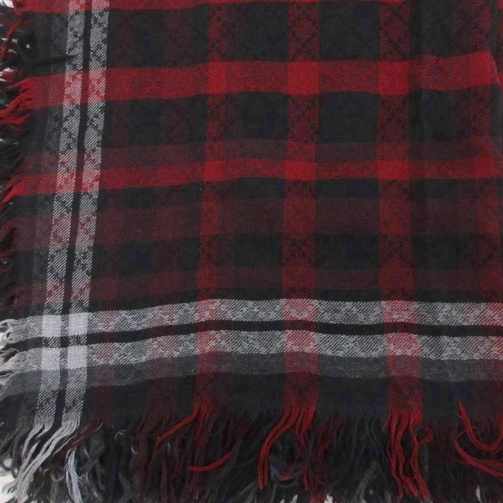 Gucci Large Scarf Shawl Check All Pattern Silk Blend Black Gray — view 2