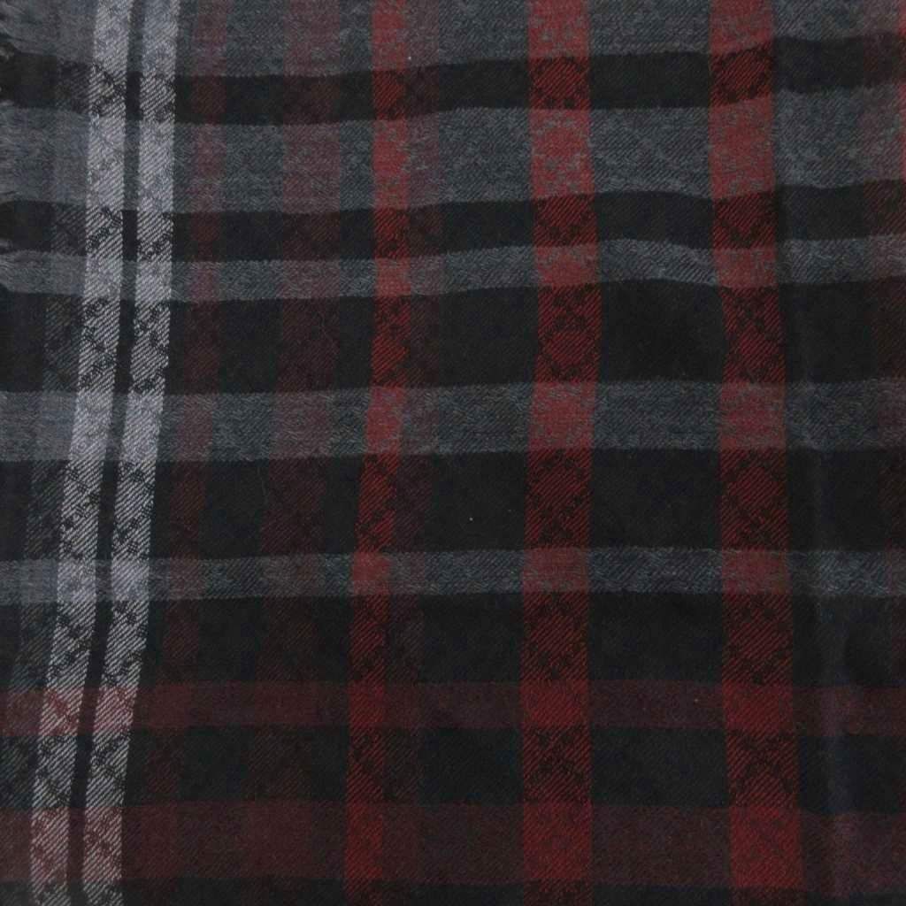 Gucci Large Scarf Shawl Check All Pattern Silk Blend Black Gray — view 3
