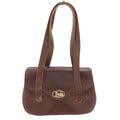Celine Handbag Tote Shoulder Leather Dark Brown Carriage Logo SD