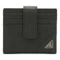 Prada Triangle Logo Card Case Business Holder Leather Nero Black Silver