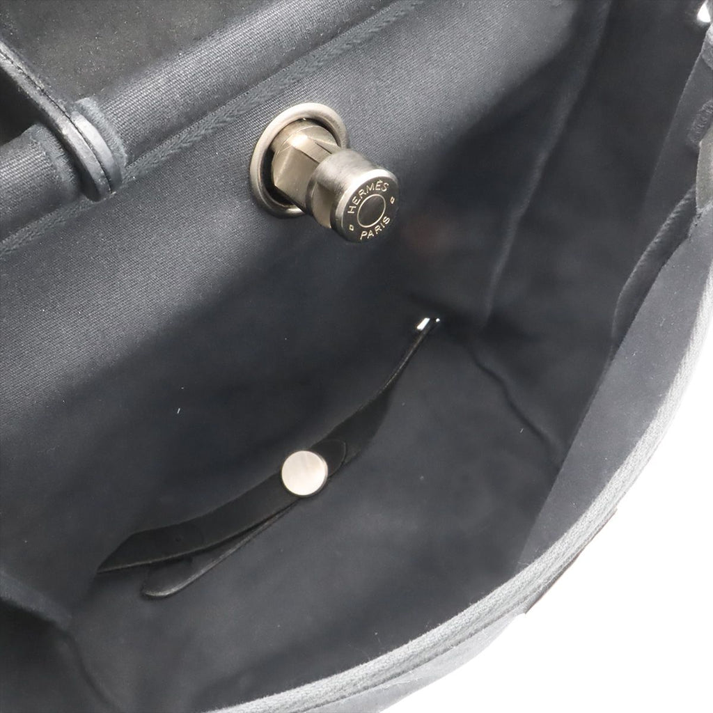 Hermes Herbag a Dos PM Backpack 2-Way Handbag Toile Officier Leather Black — view 7