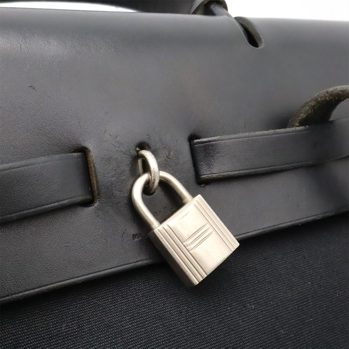 Hermes Herbag a Dos PM Backpack 2-Way Handbag Toile Officier Leather Black — view 6