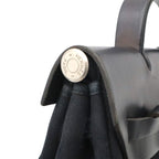 Hermes Herbag a Dos PM Backpack 2-Way Handbag Toile Officier Leather Black — view 4