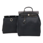 Hermes Herbag a Dos PM Backpack 2-Way Handbag Toile Officier Leather Black
