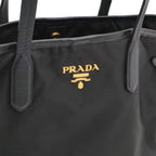 Prada Tote Shoulder Bag Nylon Leather Nero Black Gold — view 8