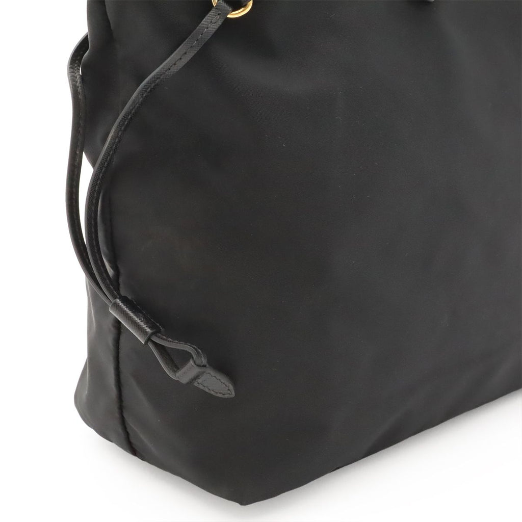 Prada Tote Shoulder Bag Nylon Leather Nero Black Gold — view 7