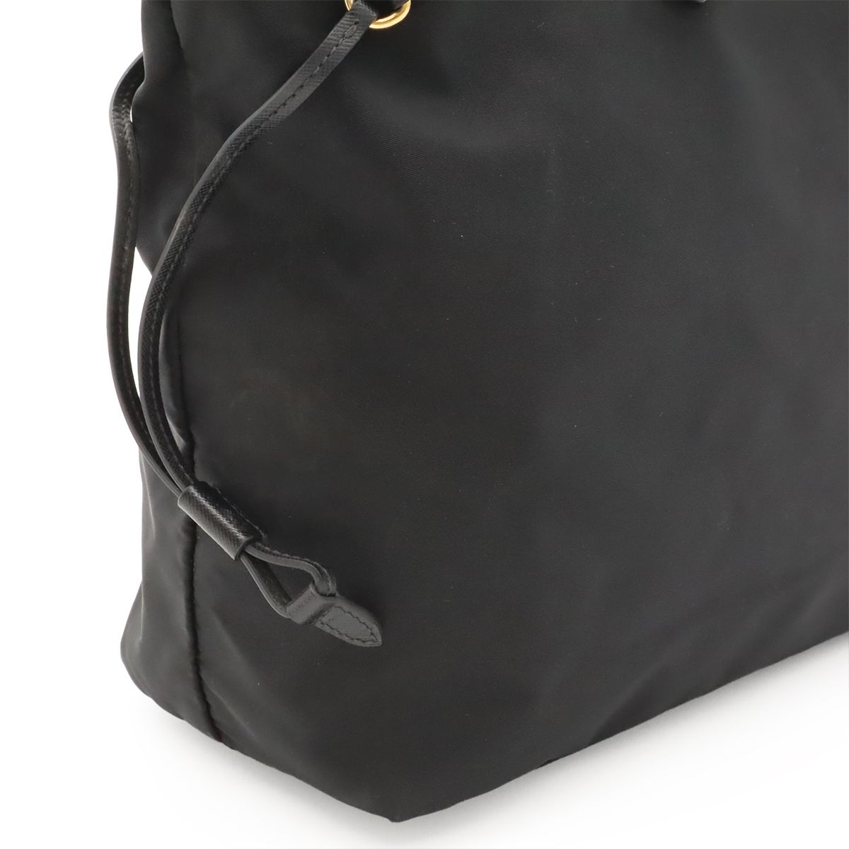 Prada Tote Shoulder Bag Nylon Leather Nero Black Gold — view 7
