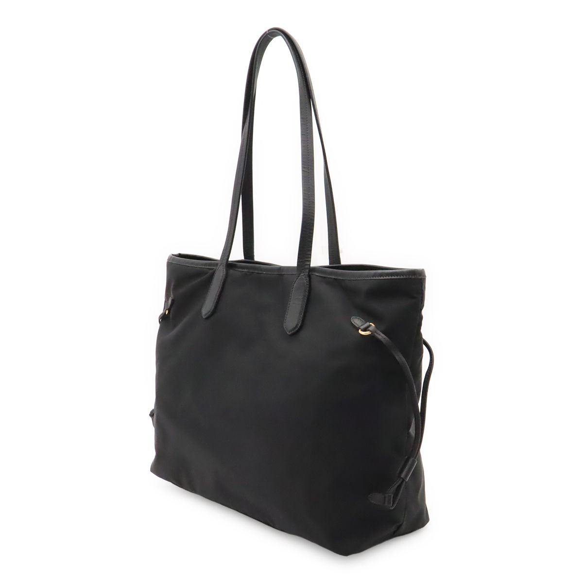 Prada Tote Shoulder Bag Nylon Leather Nero Black Gold — view 2