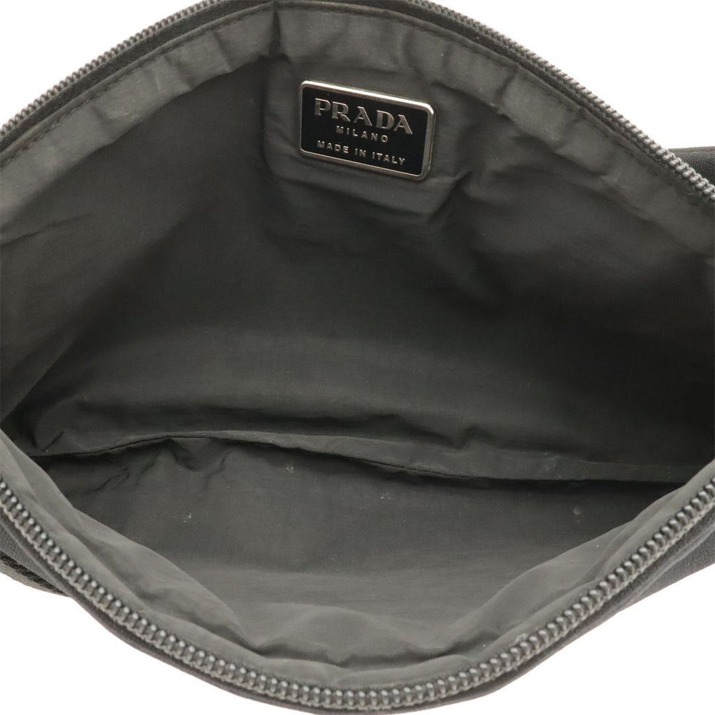 Prada Sports Belt Bag Waist Pouch Neoprene Mesh Black Silver — view 7