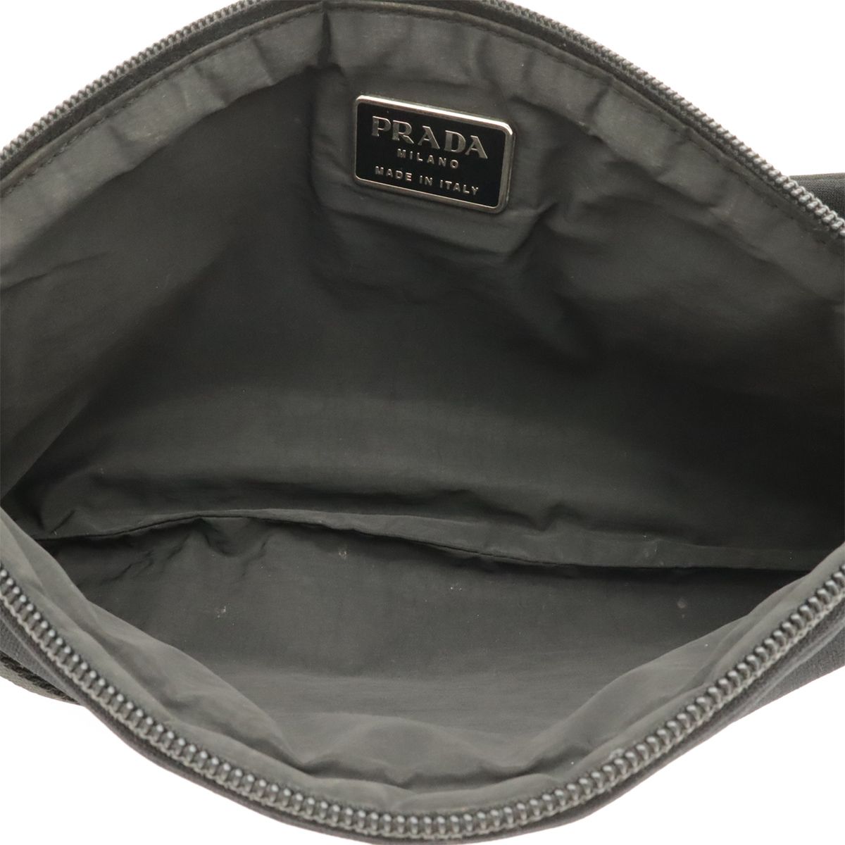 Prada Sports Belt Bag Waist Pouch Neoprene Mesh Black Silver — view 7