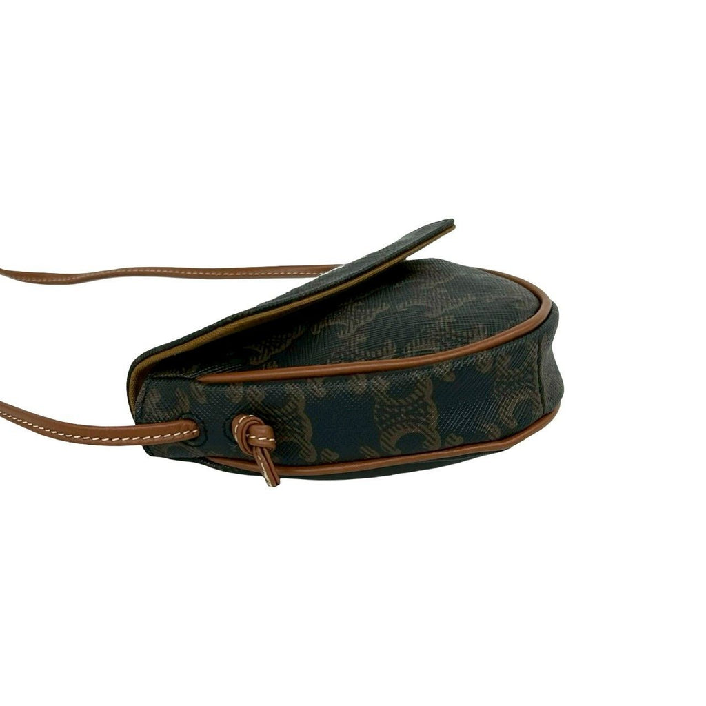Celine Box Triomphe Triangle Leather Mini Shoulder Bag Pochette Brown — view 7