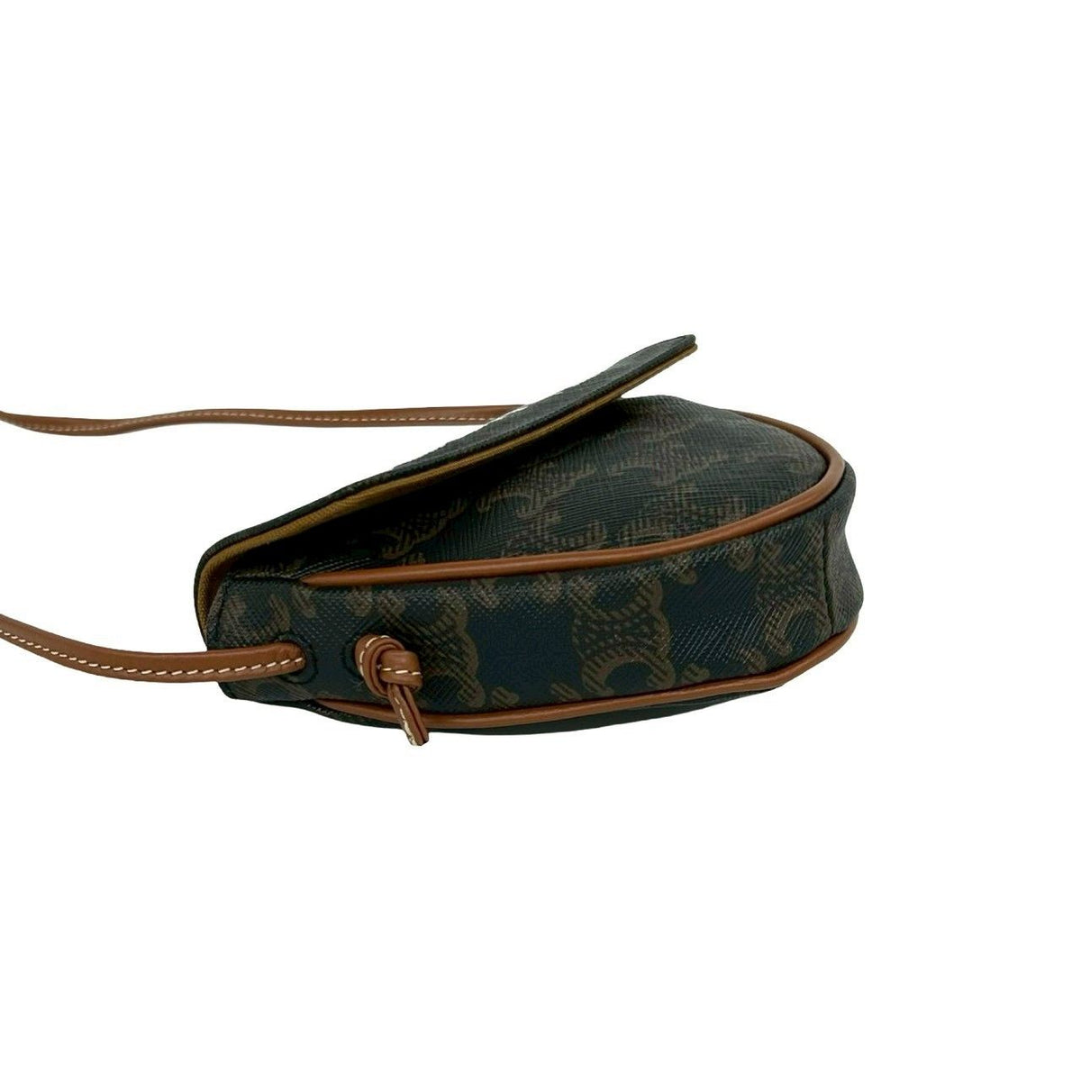 Celine Box Triomphe Triangle Leather Mini Shoulder Bag Pochette Brown — view 7