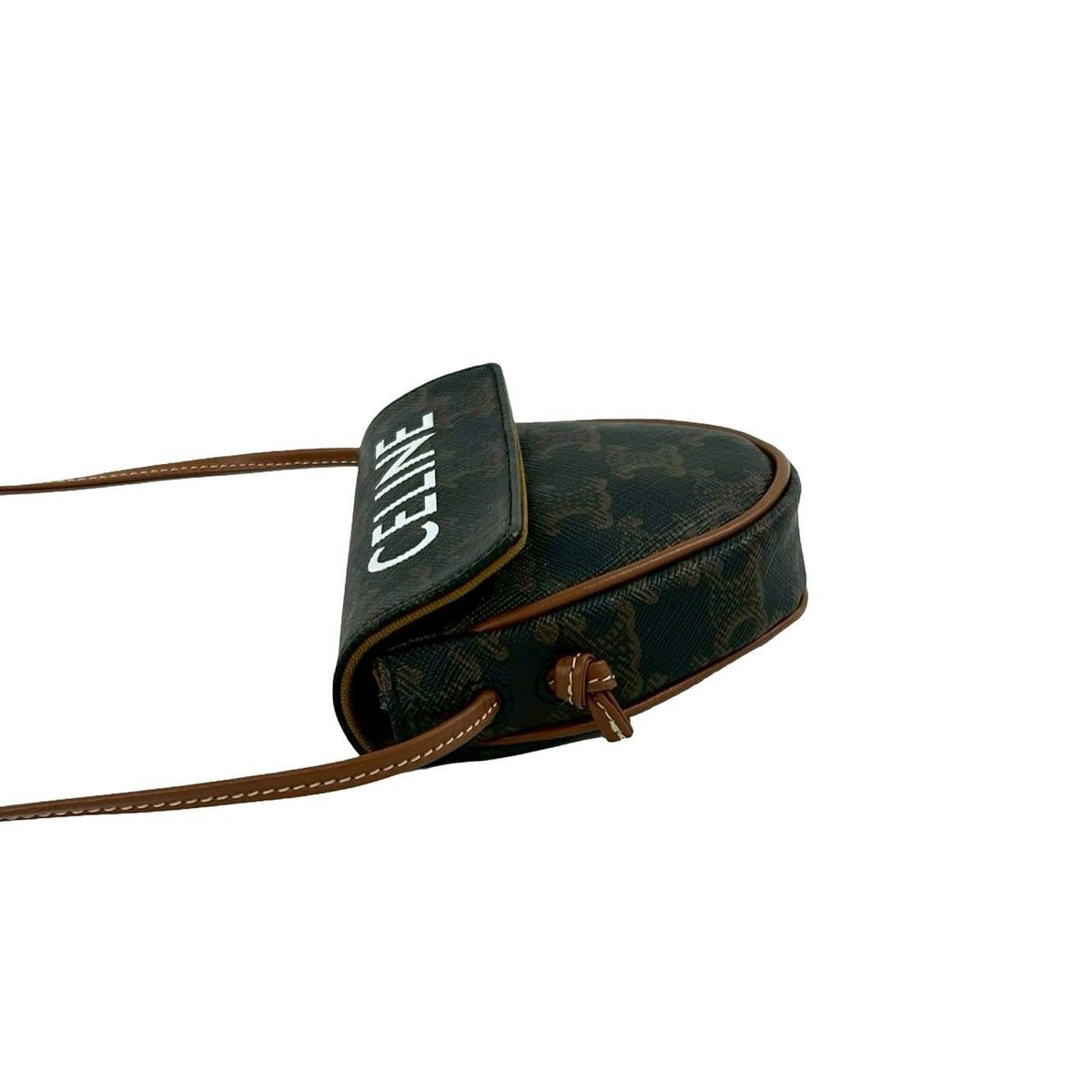 Celine Box Triomphe Triangle Leather Mini Shoulder Bag Pochette Brown — view 5