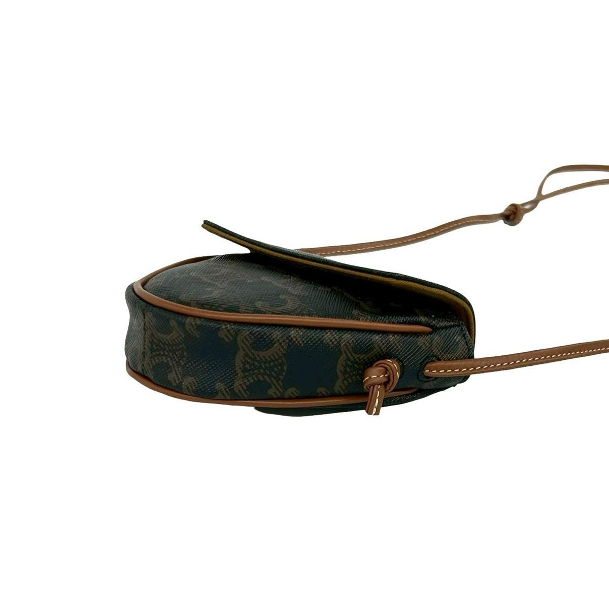 Celine Box Triomphe Triangle Leather Mini Shoulder Bag Pochette Brown — view 8