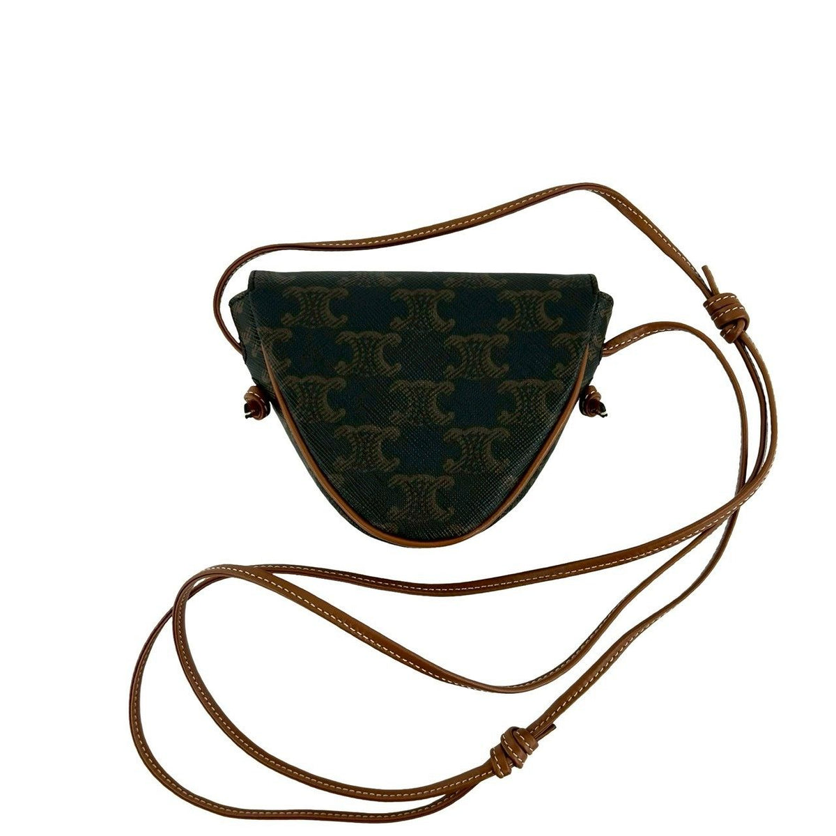 Celine Box Triomphe Triangle Leather Mini Shoulder Bag Pochette Brown — view 3