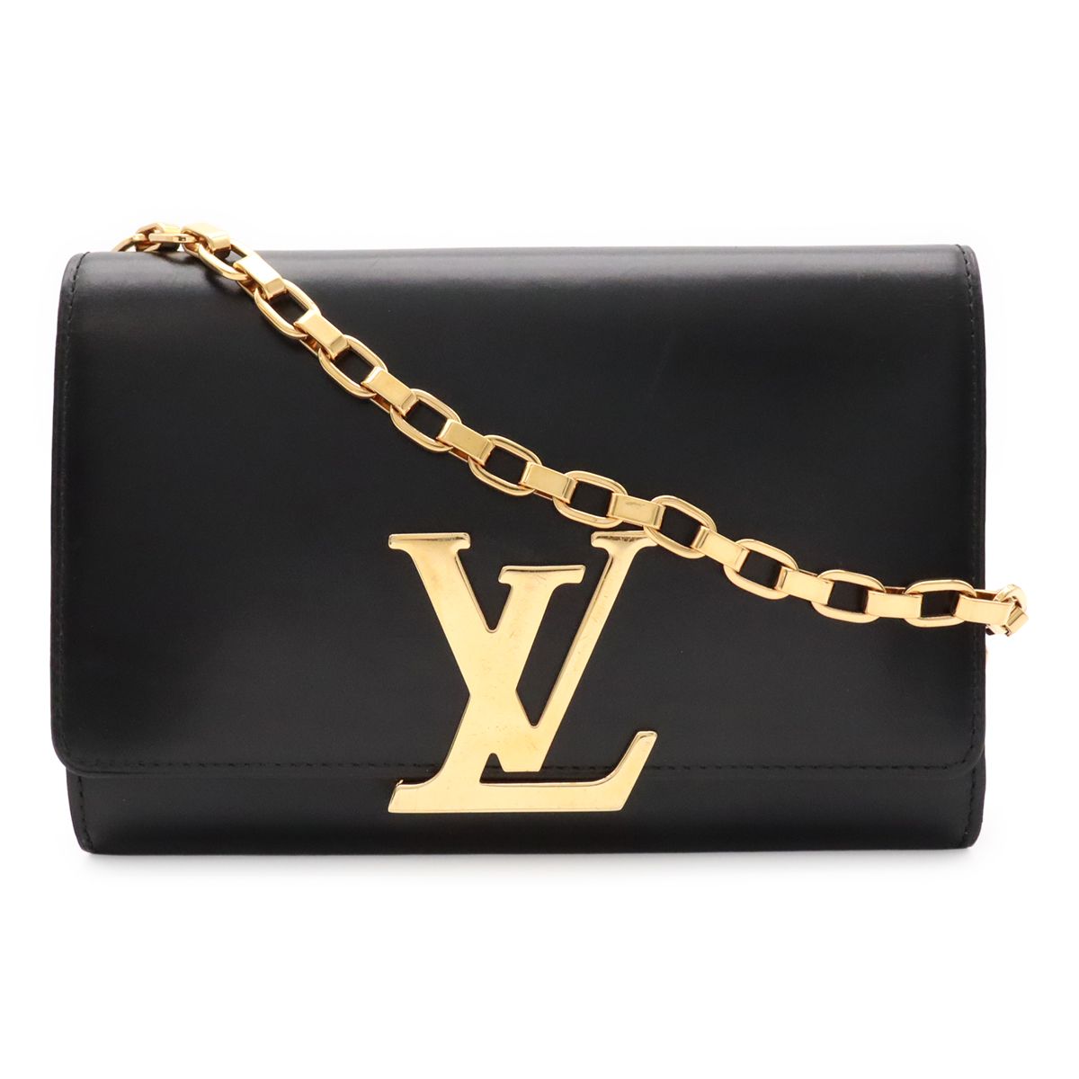 Louis Vuitton Pochette GM Shoulder Bag Chain Calf Leather Noir Black