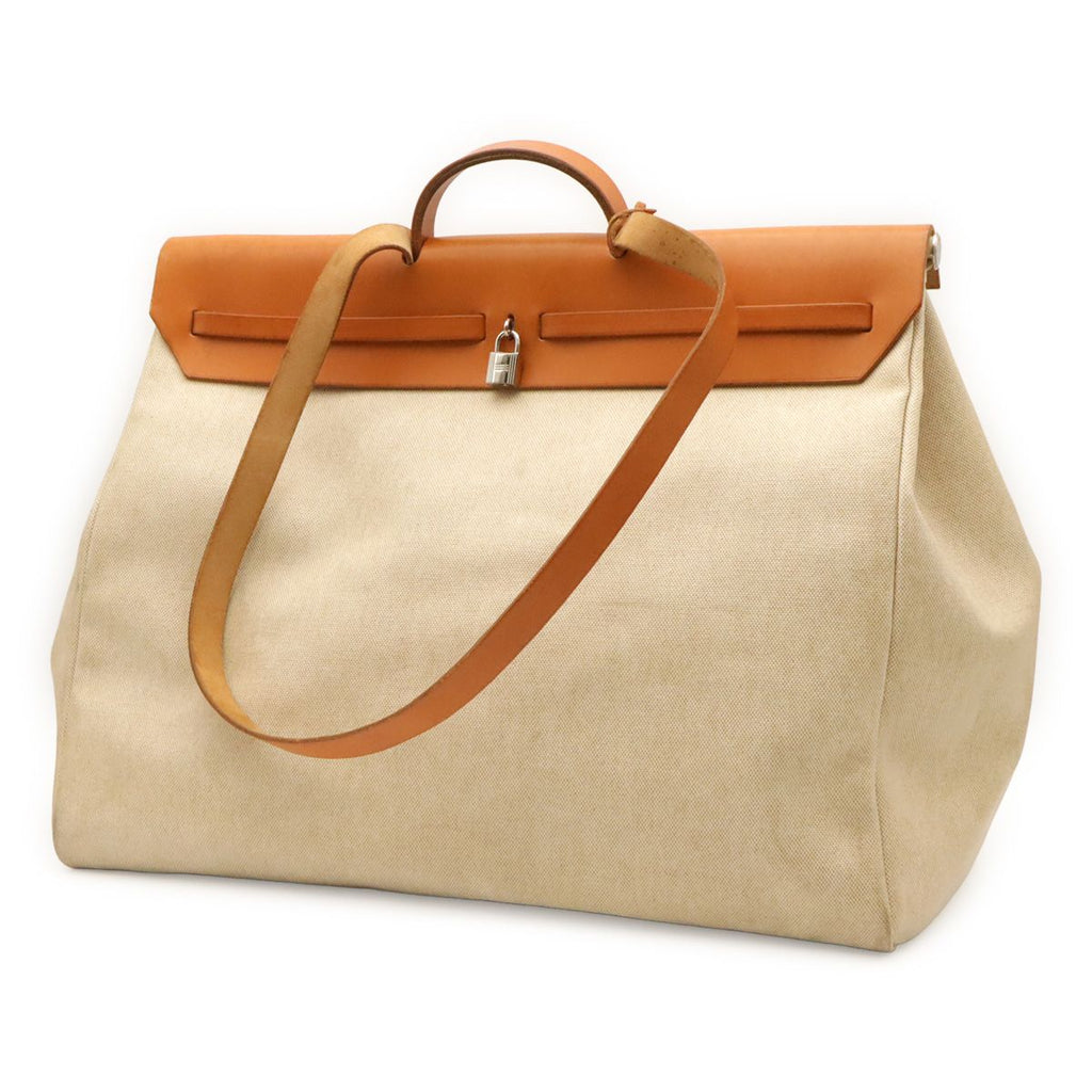 Hermes Herbag TGM 2-Way Shoulder Bag Toile Officier Leather Natural Brown — view 2