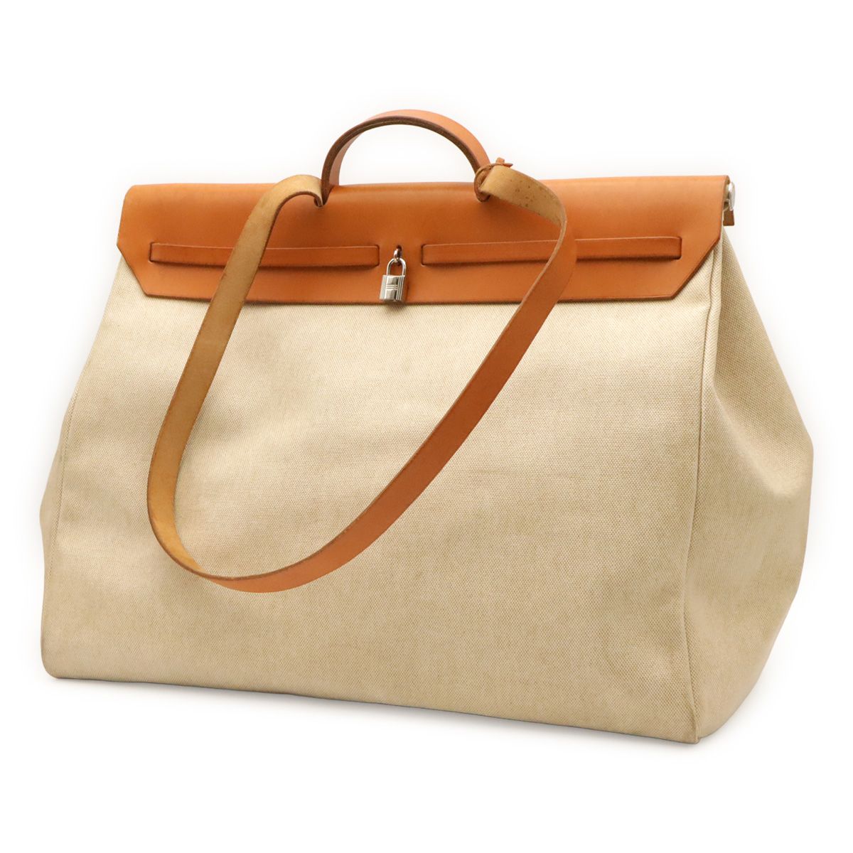 Hermes Herbag TGM 2-Way Shoulder Bag Toile Officier Leather Natural Brown — view 2