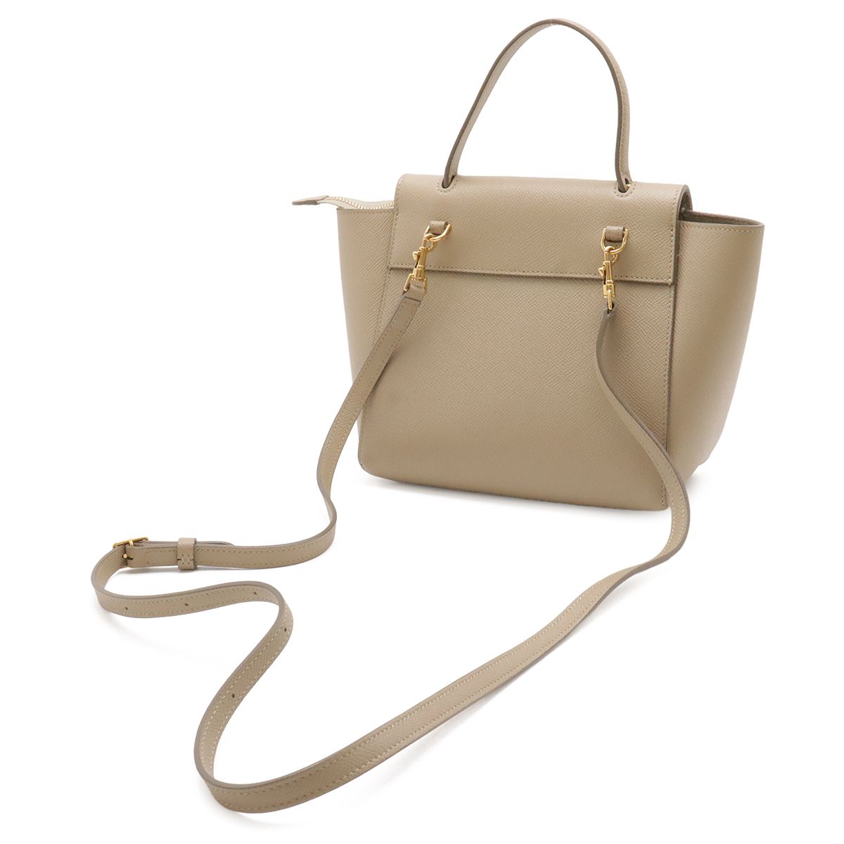 Celine Handbag Nano 2-Way Crossbody Leather Sand Beige Gold — view 2