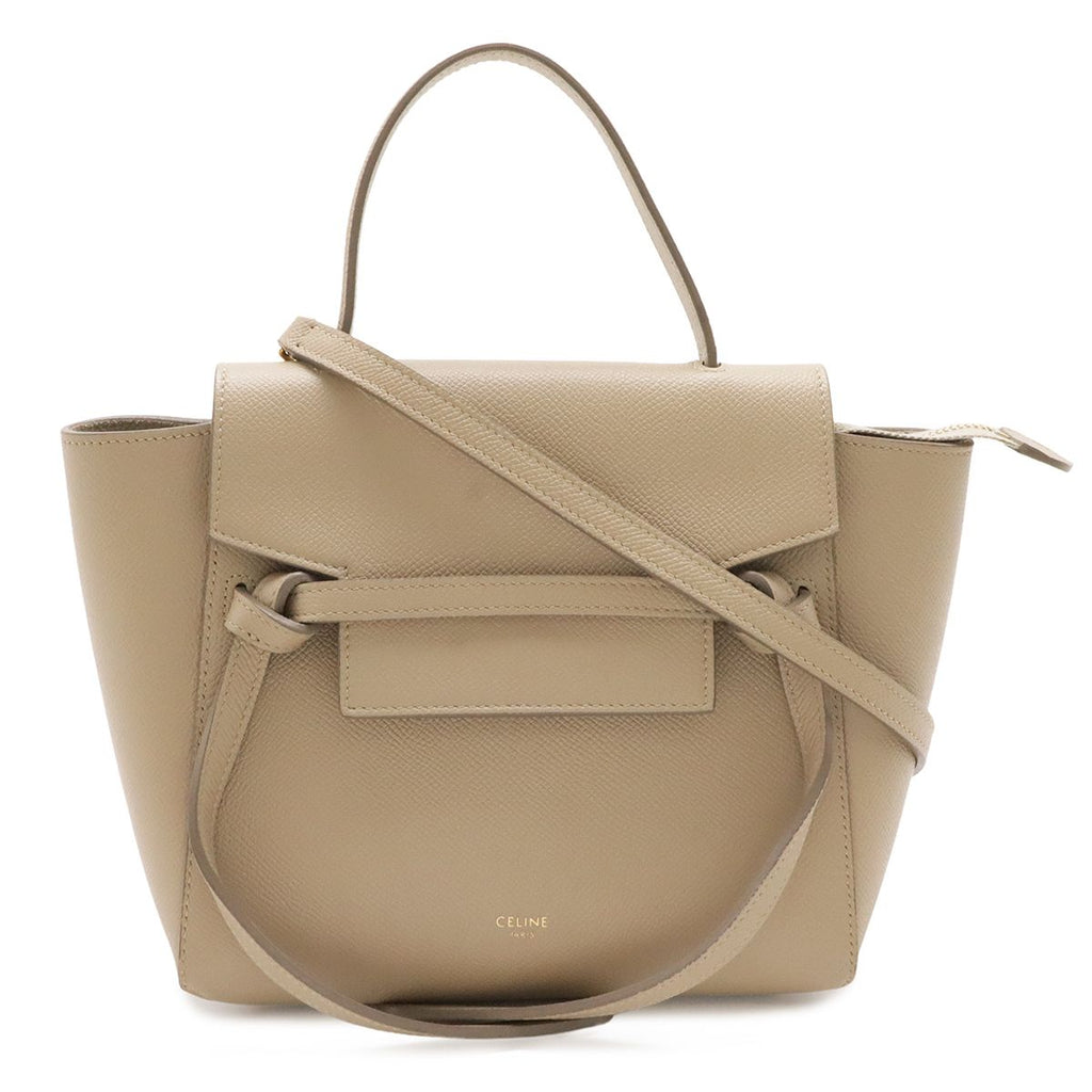 Celine Handbag Nano 2-Way Crossbody Leather Sand Beige Gold