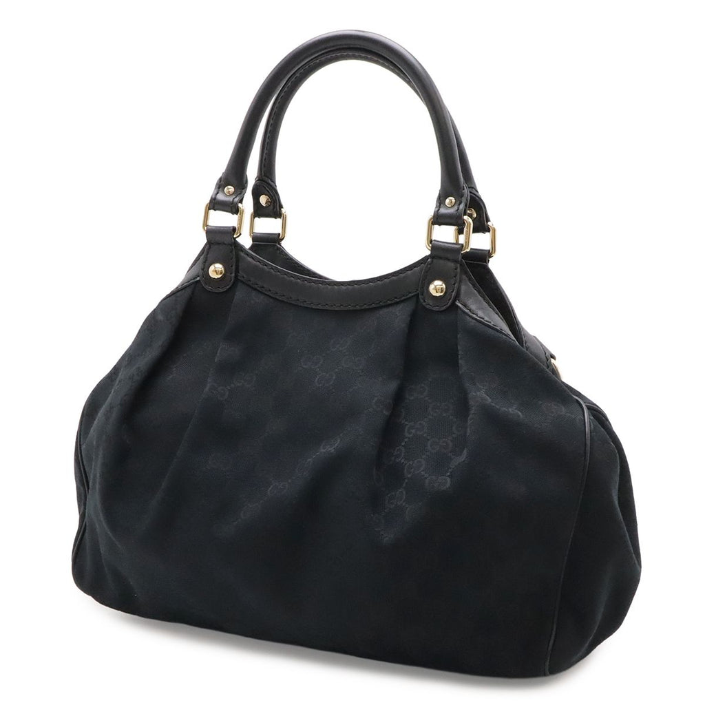 Gucci GG Canvas Tote Bag Leather Black Gold Charm Included — view 2