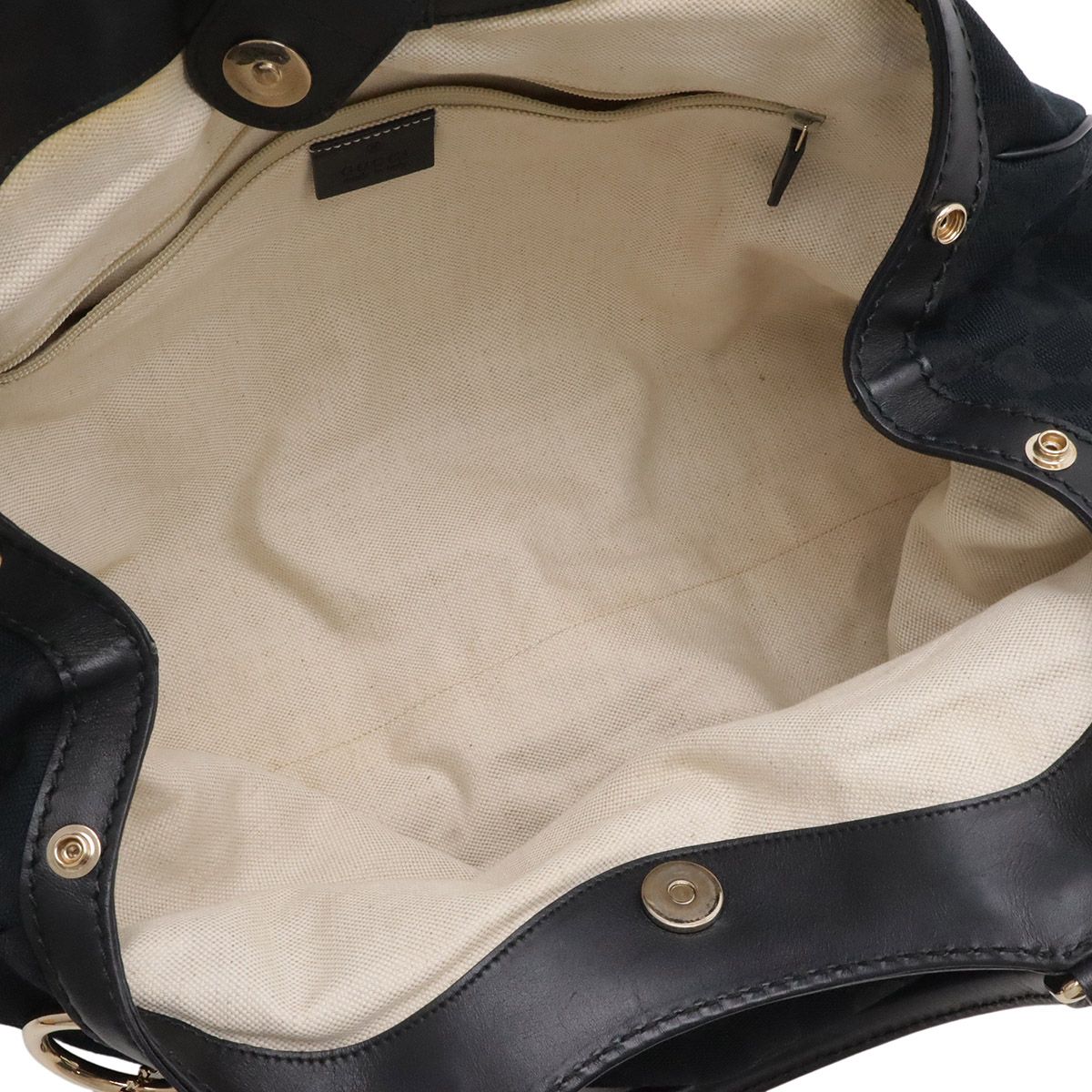Gucci GG Canvas Tote Bag Leather Black Gold Charm Included — view 6