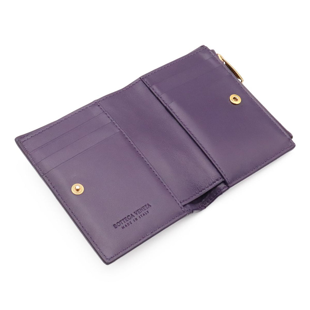 Bottega Veneta Cassette Maxi Intrecciato Bifold Wallet Leather Purple — view 5