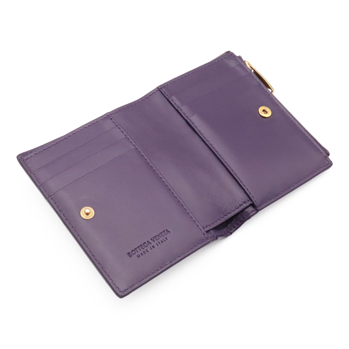 Bottega Veneta Cassette Maxi Intrecciato Bifold Wallet Leather Purple — view 5