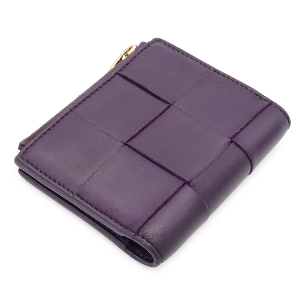 Bottega Veneta Cassette Maxi Intrecciato Bifold Wallet Leather Purple — view 2