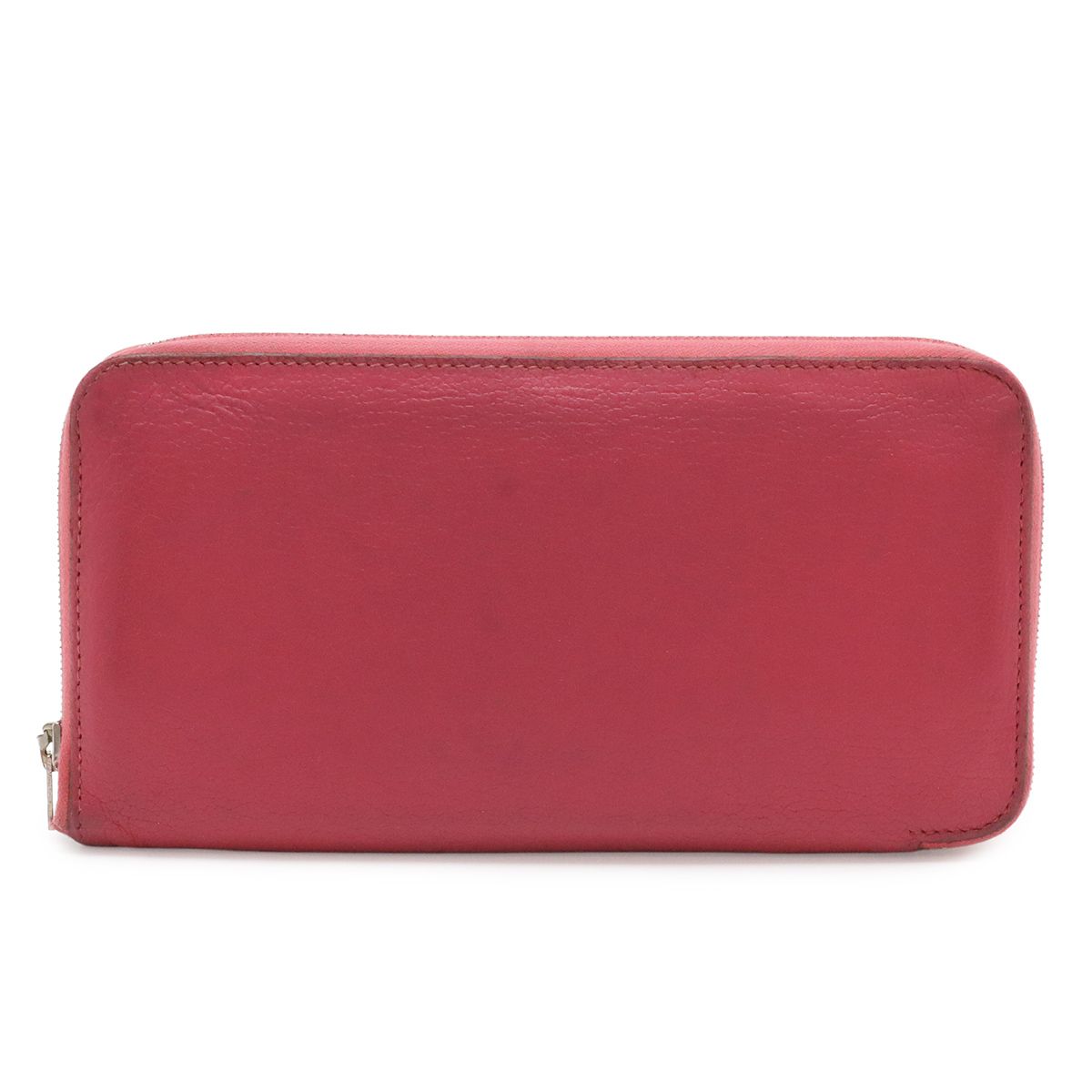 Hermes Azap Long All Leather Zip Around Wallet Chevre Fuchsia Pink Silver