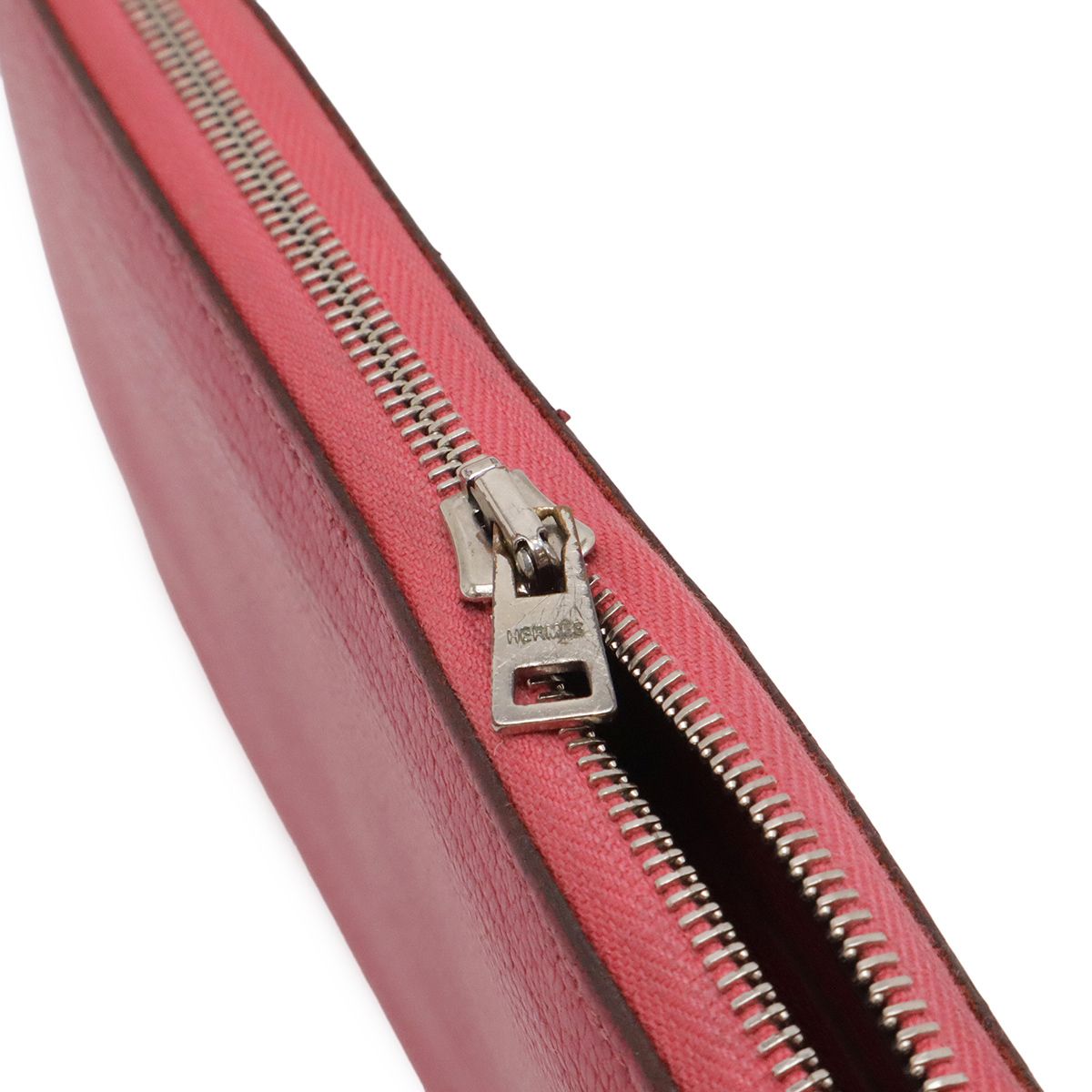 Hermes Azap Long All Leather Zip Around Wallet Chevre Fuchsia Pink Silver — view 5