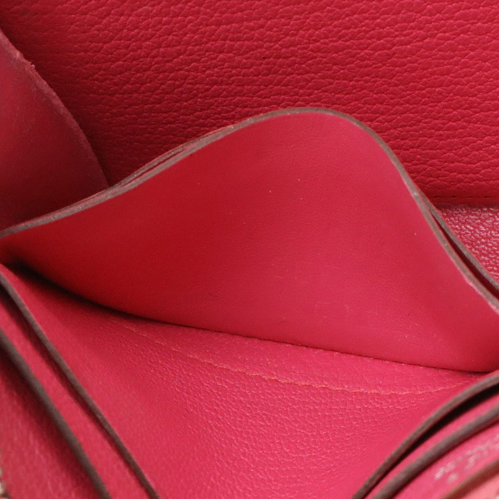 Hermes Azap Long All Leather Zip Around Wallet Chevre Fuchsia Pink Silver — view 8