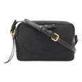 Prada Logo Jacquard Ribbon Shoulder Bag Crossbody Canvas Leather Nero Black