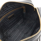 Prada Logo Jacquard Ribbon Shoulder Bag Crossbody Canvas Leather Nero Black — view 8