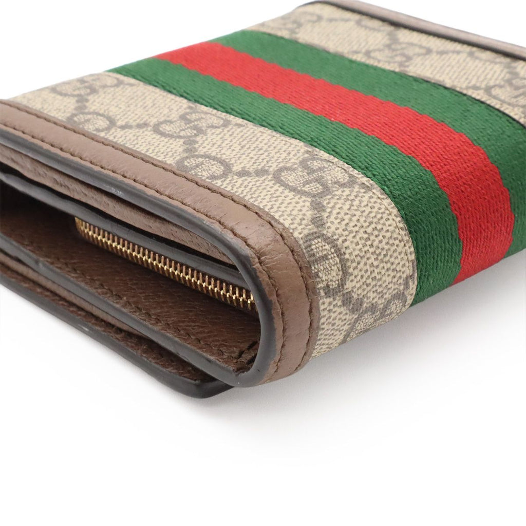 Gucci Ophidia GG Wallet Supreme Compact Sherry Line Bifold Beige Brown — view 3